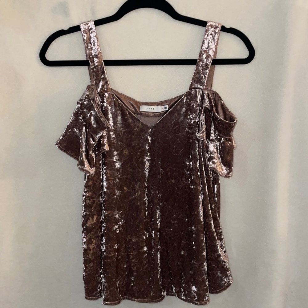 Velvet Pink Champagne Top with Drop Arm Sleeves